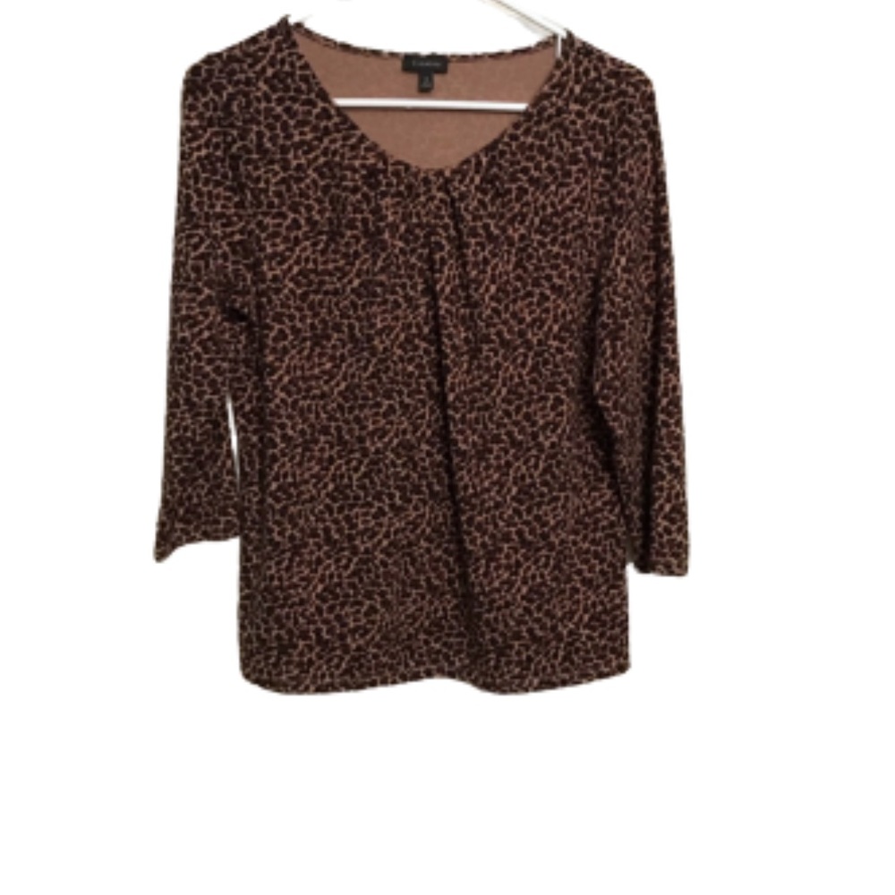 Talbots leopard cat print top medium 3/4 sleeve M